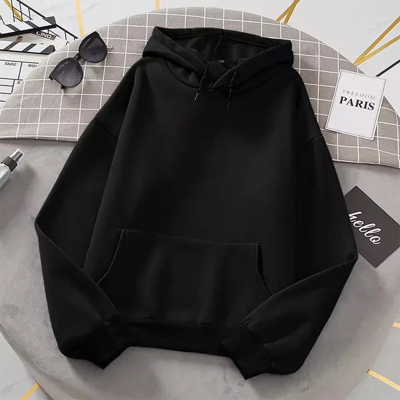 white Hoodies men women Autumn Long Sleeve Pullover Tops Casual Pocket Hoodies Unisex Outer Loose Sport Wear