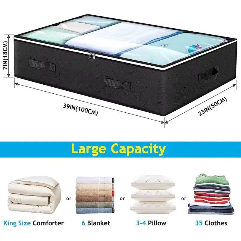 Underbed Quilt Storage Bag Large Capacity Non-woven Foldable Clothing Sorting Bag Dustproof Storage Box Wardrobe Organizer