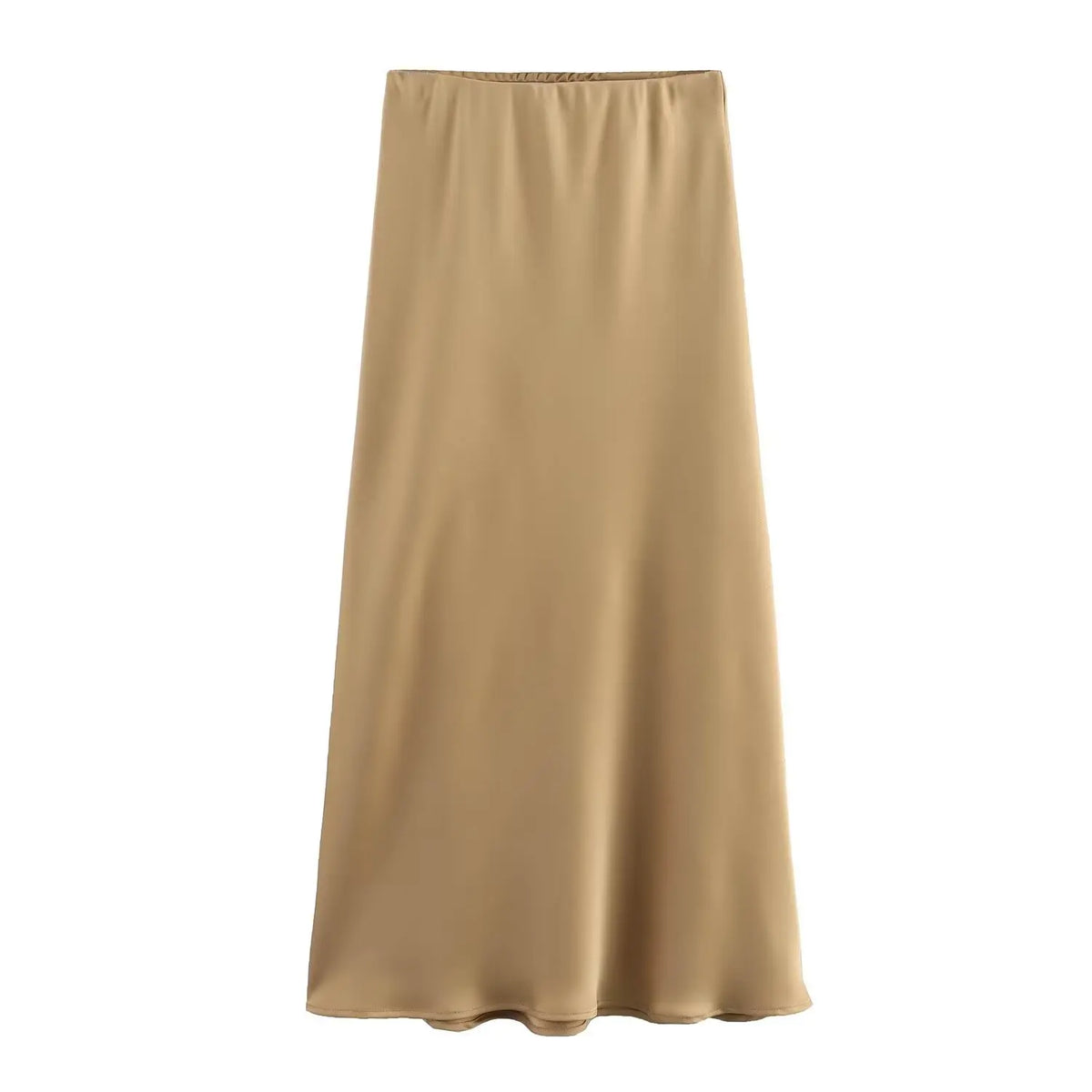 2024 New Women's European And American Style Fashion Silk Satin Texture High Waist Skirt Street Style Elegant Mid-length Skirt