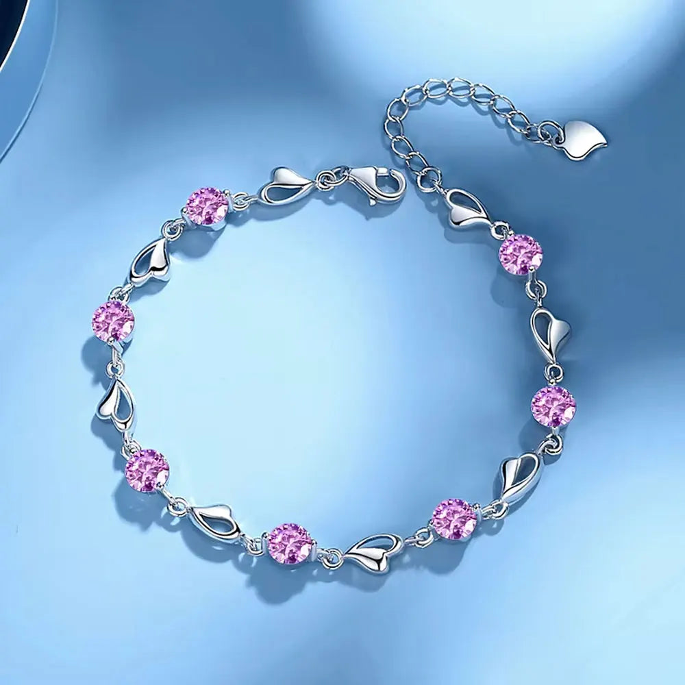 LYEE CYEE 925 Sterling Silver Heart Shaped Bracelet For