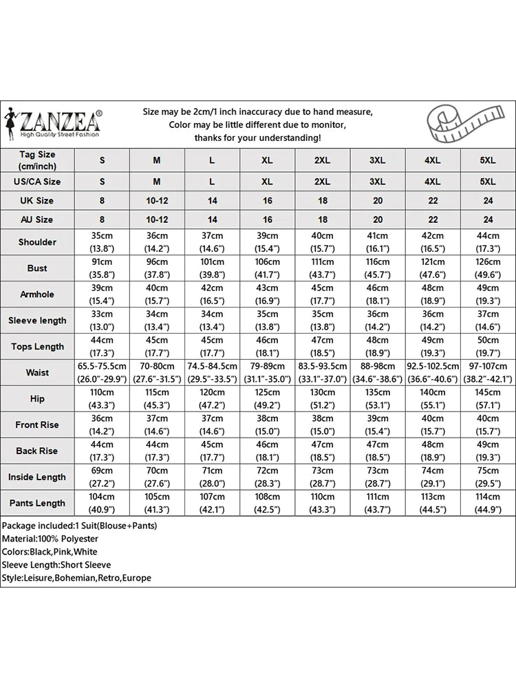 ZANZA Fashion Summer Trousers Suit 2PCS Women Matching Sets Elegant Short Sleeve Blouse Wide Leg Pant Sets OL Work Outfits
