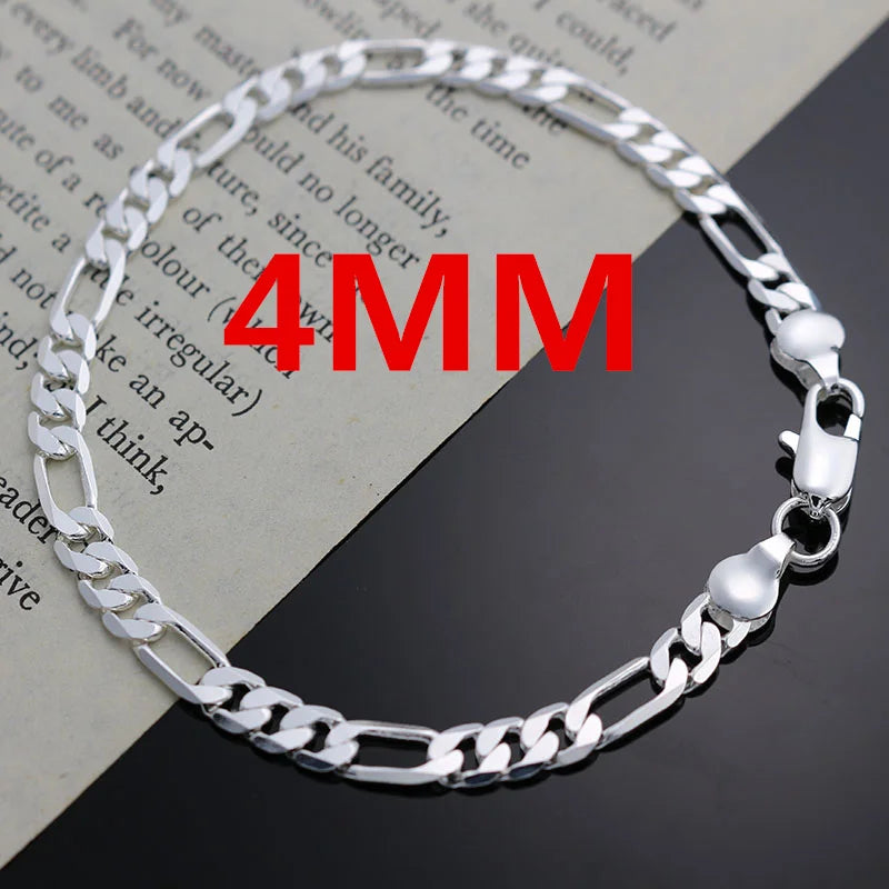 wholesale 925 sterling Silver set 4MM Chain for Men Women Bracelet Necklace Jewelry Lady Christma Gifts Charms Wedding