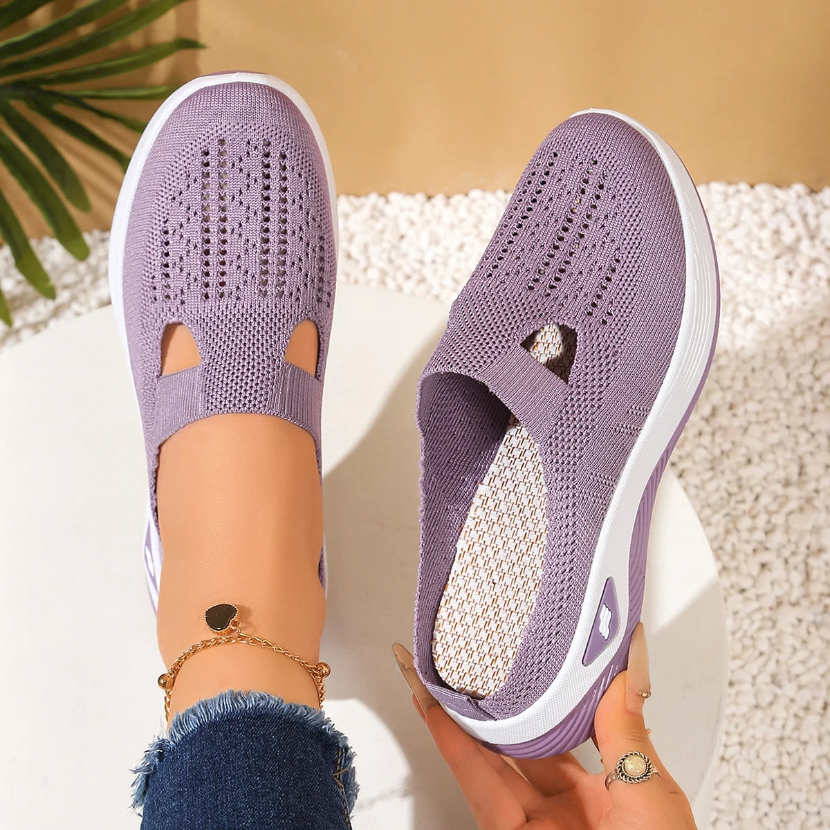 Women Shoes Convenient and Comfortable at Home, One Foot with a Vent and Half Slipper Women's Summer Shoes  Shoes