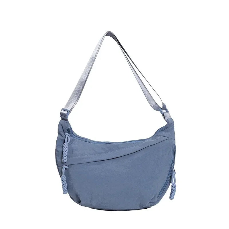 Women'S Simple Solid Color Canvas Dumpling Bag Casual Handbag Personalized Men'S Shoulder Bag Daily Use