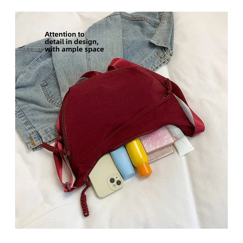 Women'S Simple Solid Color Canvas Dumpling Bag Casual Handbag Personalized Men'S Shoulder Bag Daily Use