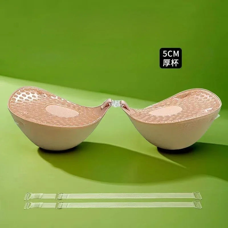 5cm Thick Breathable Adhesive Bra Silicone Nipple Tape Front Push Up Bra Reusable Invisible Strapless Chest Sticker