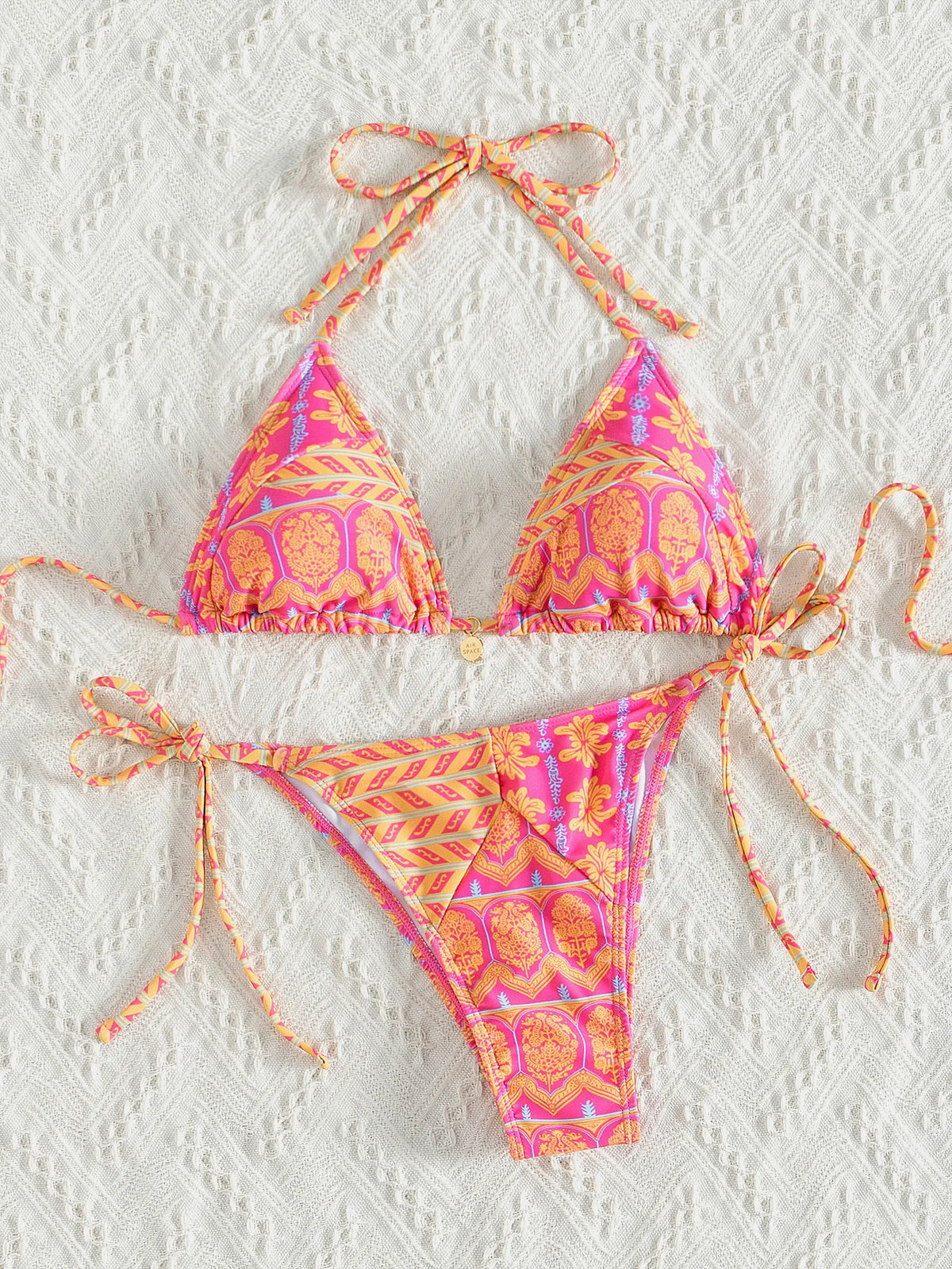 " New Triangle Bikini Set - Floral Print Push Up Swimsuit & Brazilian Bottoms"