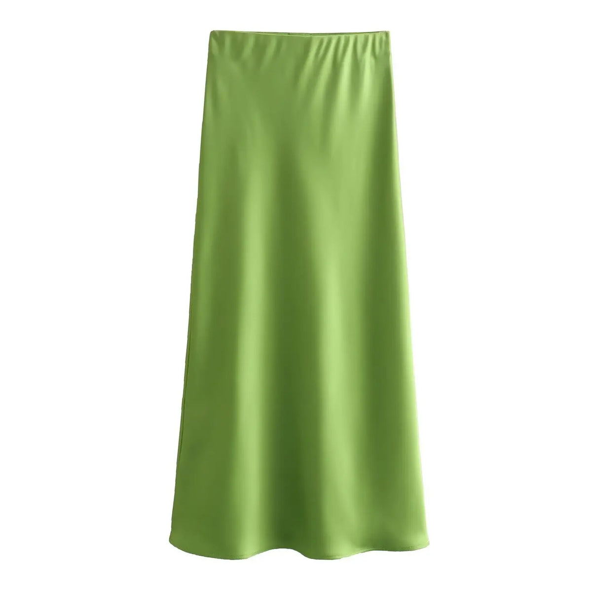 2024 New Women's European And American Style Fashion Silk Satin Texture High Waist Skirt Street Style Elegant Mid-length Skirt