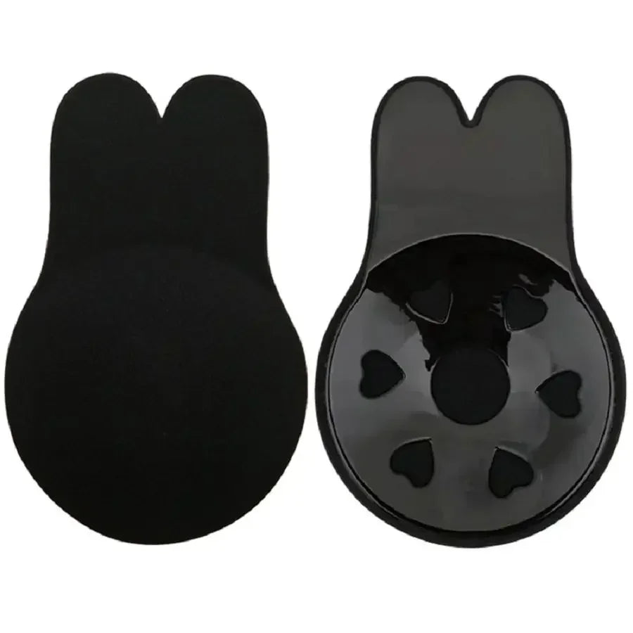 Women Push Up Bras Self Adhesive Silicone Strapless Invisible Bra Reusable Sticky Breast Lift Tape Rabbit Nipple Cover Bra Pads