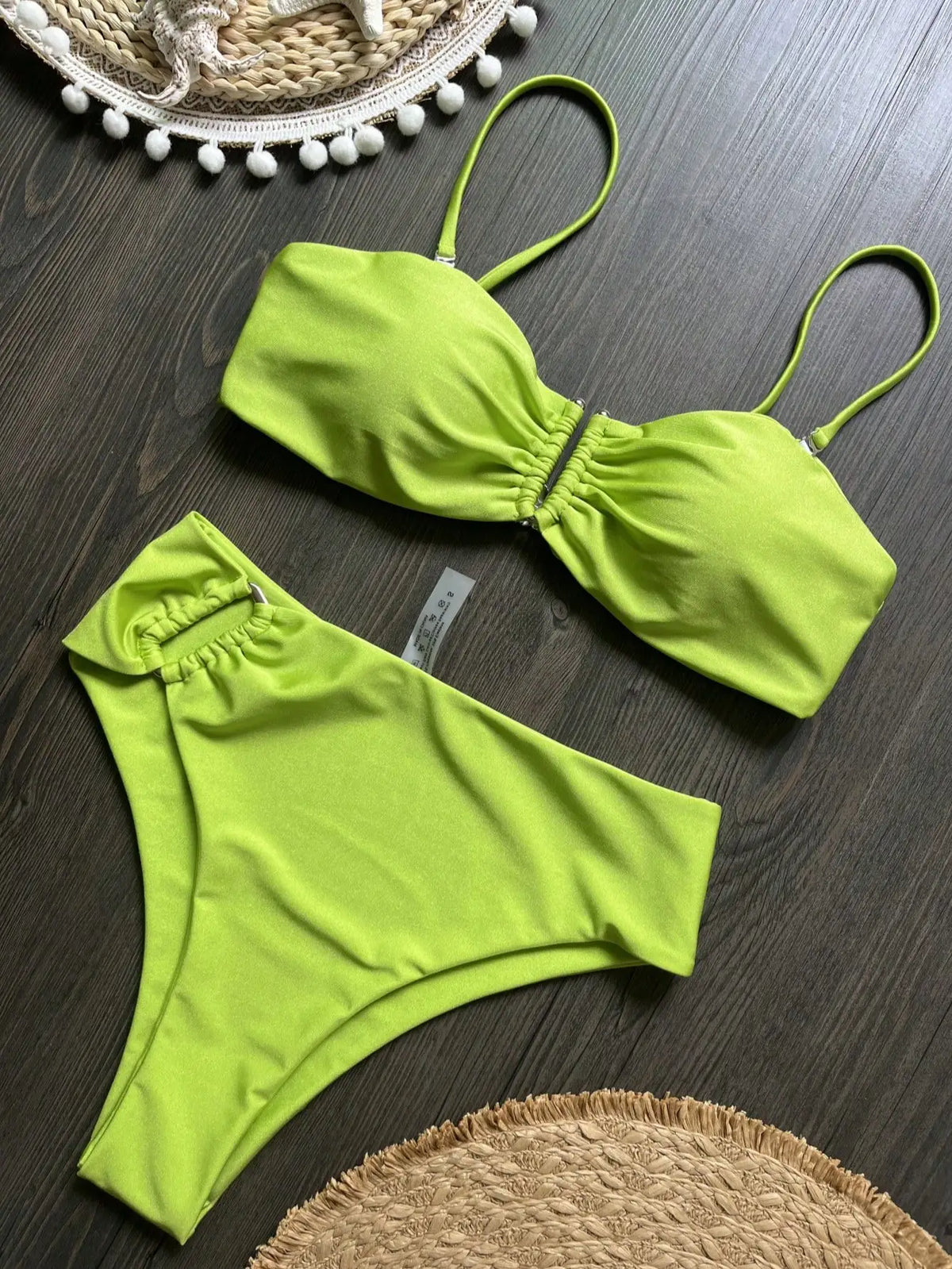 Bandeau Bikini Push Up Women Swimsuits  Sexy Female Swimwear Brazilian Bikini Set Thong Biquini Swim Suits Solid Beachwear