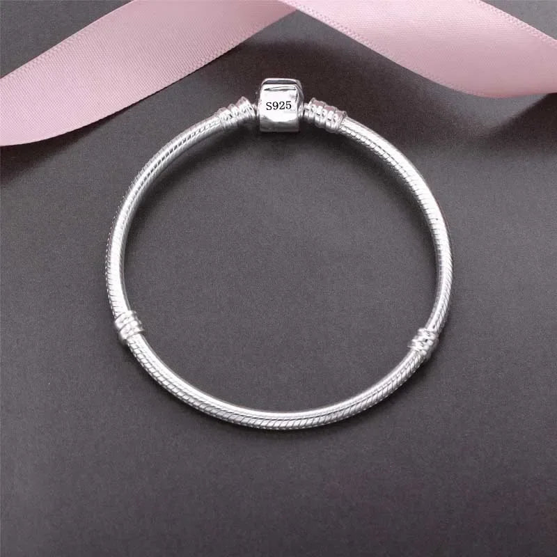 New Original Fine Jewelry 925 Sterling Silver Charm Bracelet Soft Smooth Snake Bone Bracelets for Women Man