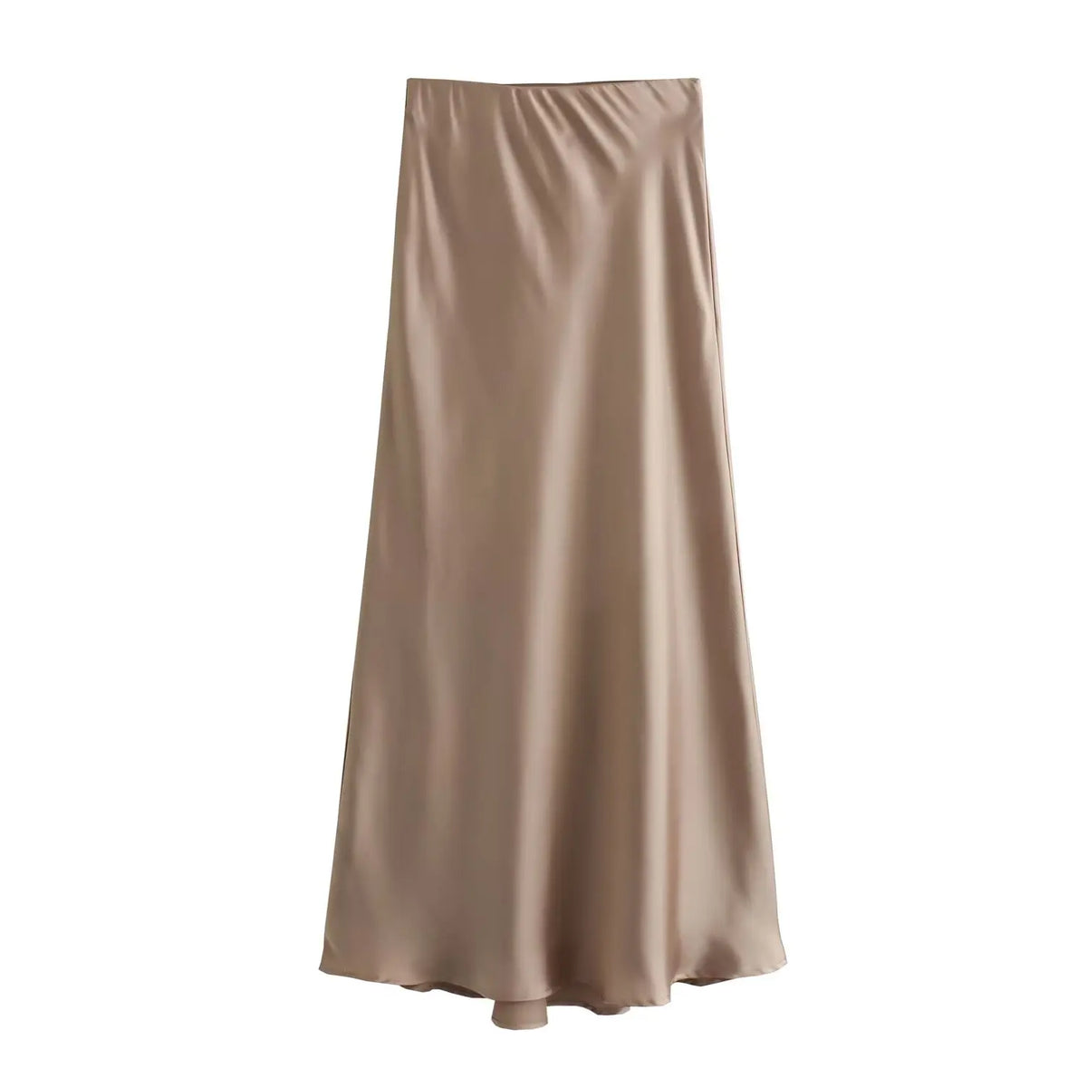 2024 New Women's European And American Style Fashion Silk Satin Texture High Waist Skirt Street Style Elegant Mid-length Skirt