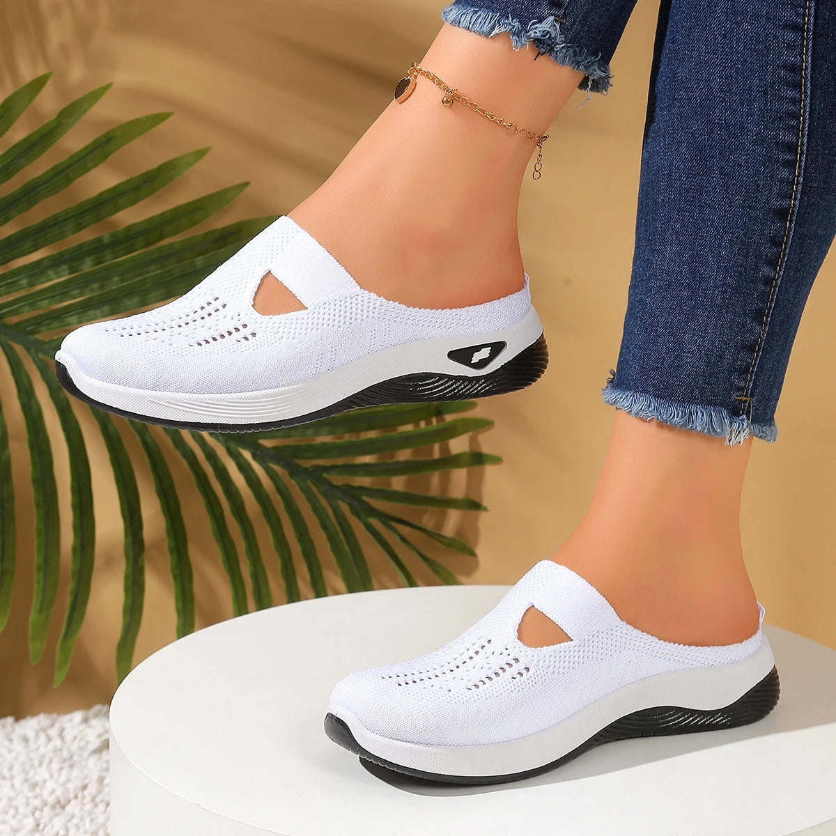 Women Shoes Convenient and Comfortable at Home, One Foot with a Vent and Half Slipper Women's Summer Shoes  Shoes
