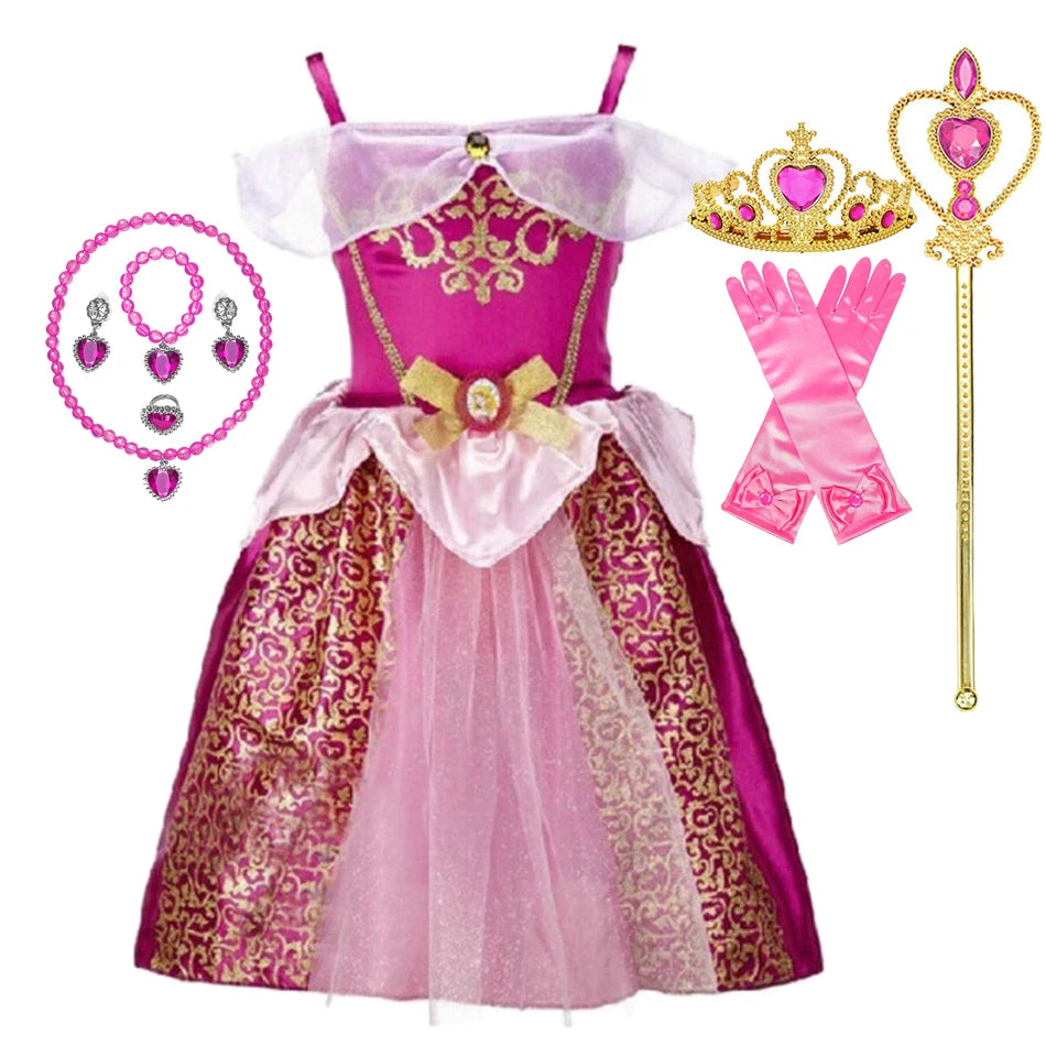Summer Princess Costume Party Fancy Flower Vestido New  Christmas Birthday Carnival Dress Up Rapunzal Belle Disguise Frock