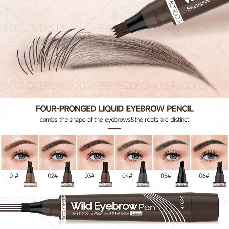 4 Fork Eyebrow Pen,Waterproof Smooth,Non-Dyeing Eyebrow Pencil,Fast drying,Long-Lasting Liquid Eyebrow Pen