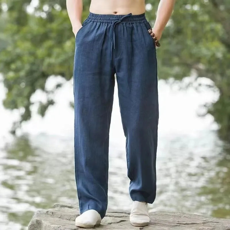 New Men's Beach Pants Joggers Fashion Cotton Linen Sweatpants Casual Pants Hawaiian Vacation Loose Spring/Summer Long M-4XL