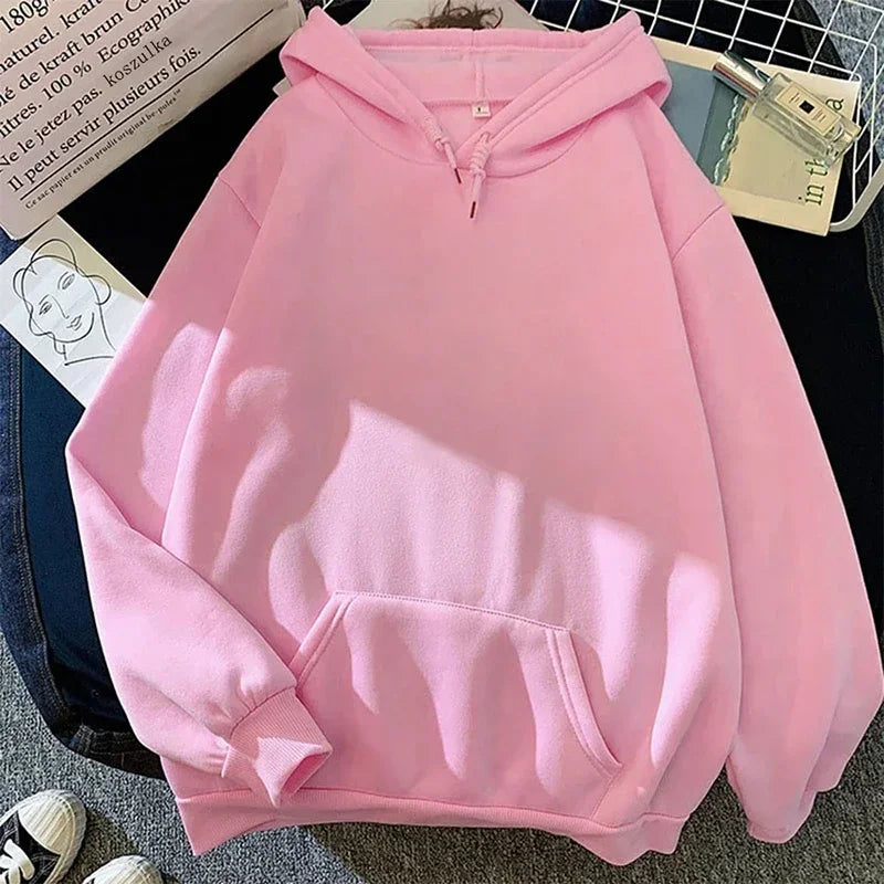 white Hoodies men women Autumn Long Sleeve Pullover Tops Casual Pocket Hoodies Unisex Outer Loose Sport Wear