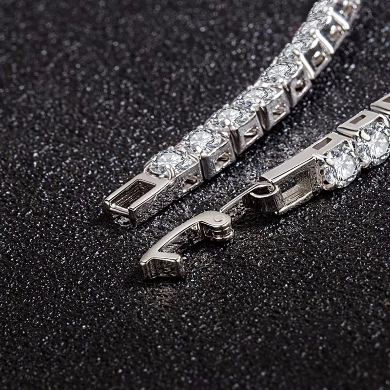 S925 Sterling Silver Bracelet Zirconia Tennis Ball Women Fashion Simple Engagement Wedding Charm Jewelry 4mm 16-20cm