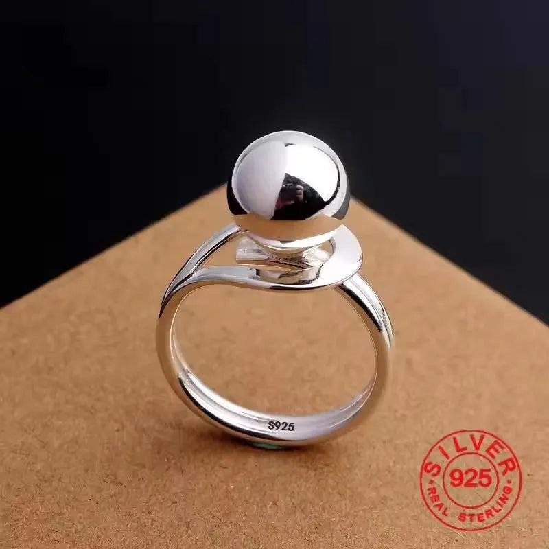 VENTFILLE 925 Sterling Silver Rings INS Fashion Hip Hop Vintage Couples Hollow Lines Punk Thai Silver Party Adjustable  Jewelry