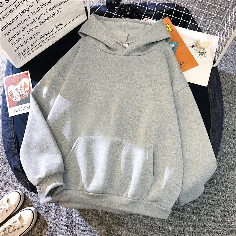 white Hoodies men women Autumn Long Sleeve Pullover Tops Casual Pocket Hoodies Unisex Outer Loose Sport Wear