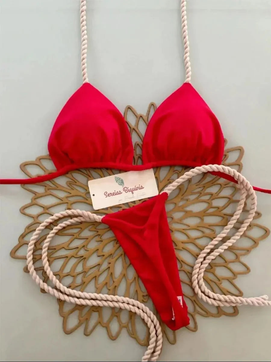 Micro Bikinis  Women Swimsuit New Sexy Swimwear Halter Bikini Set Brazilian Biquini Female Thong Beachwear Party Wear