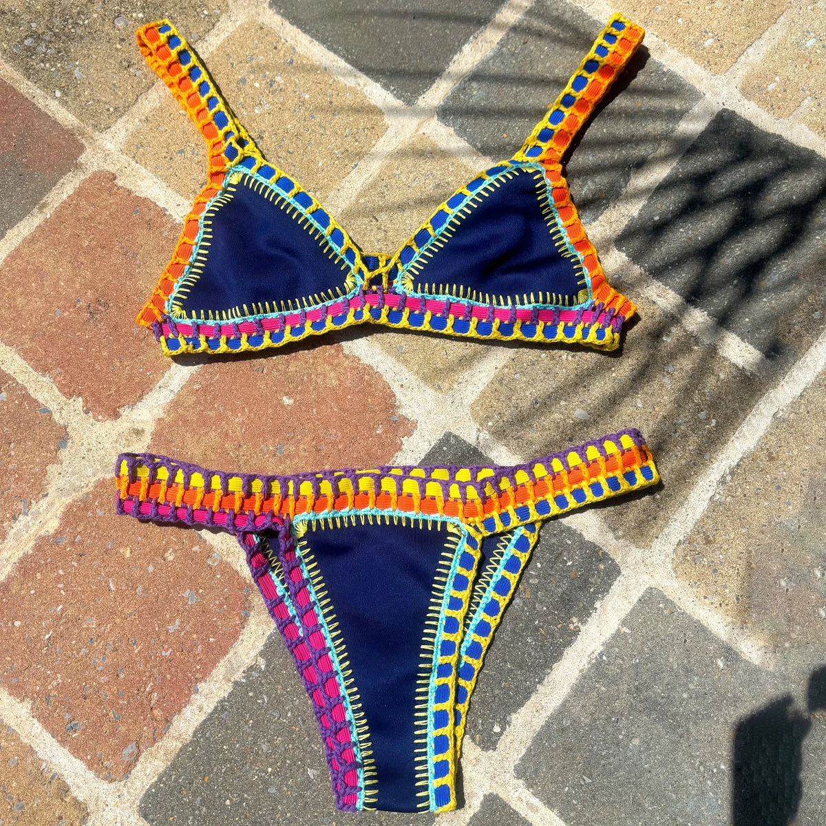 Pink Crochet Bikini  Sexy Women Swimsuit Female Swimwear Micro Bikini Set Bandeau Swimming Suit Beachwear Brazilian Biquini