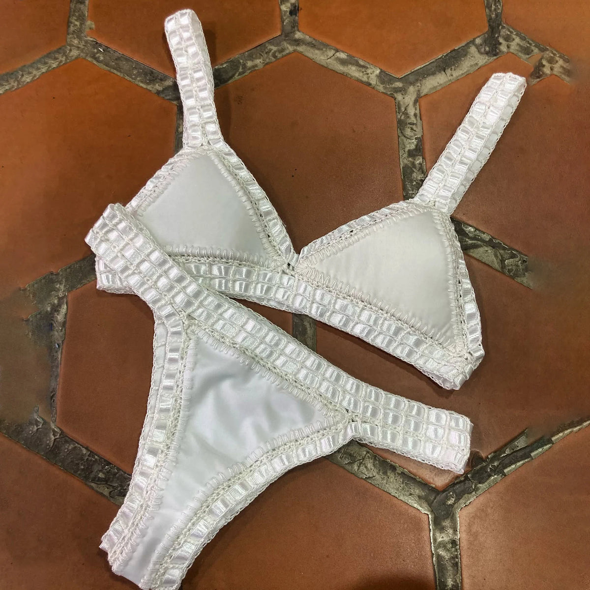 Pink Crochet Bikini  Sexy Women Swimsuit Female Swimwear Micro Bikini Set Bandeau Swimming Suit Beachwear Brazilian Biquini