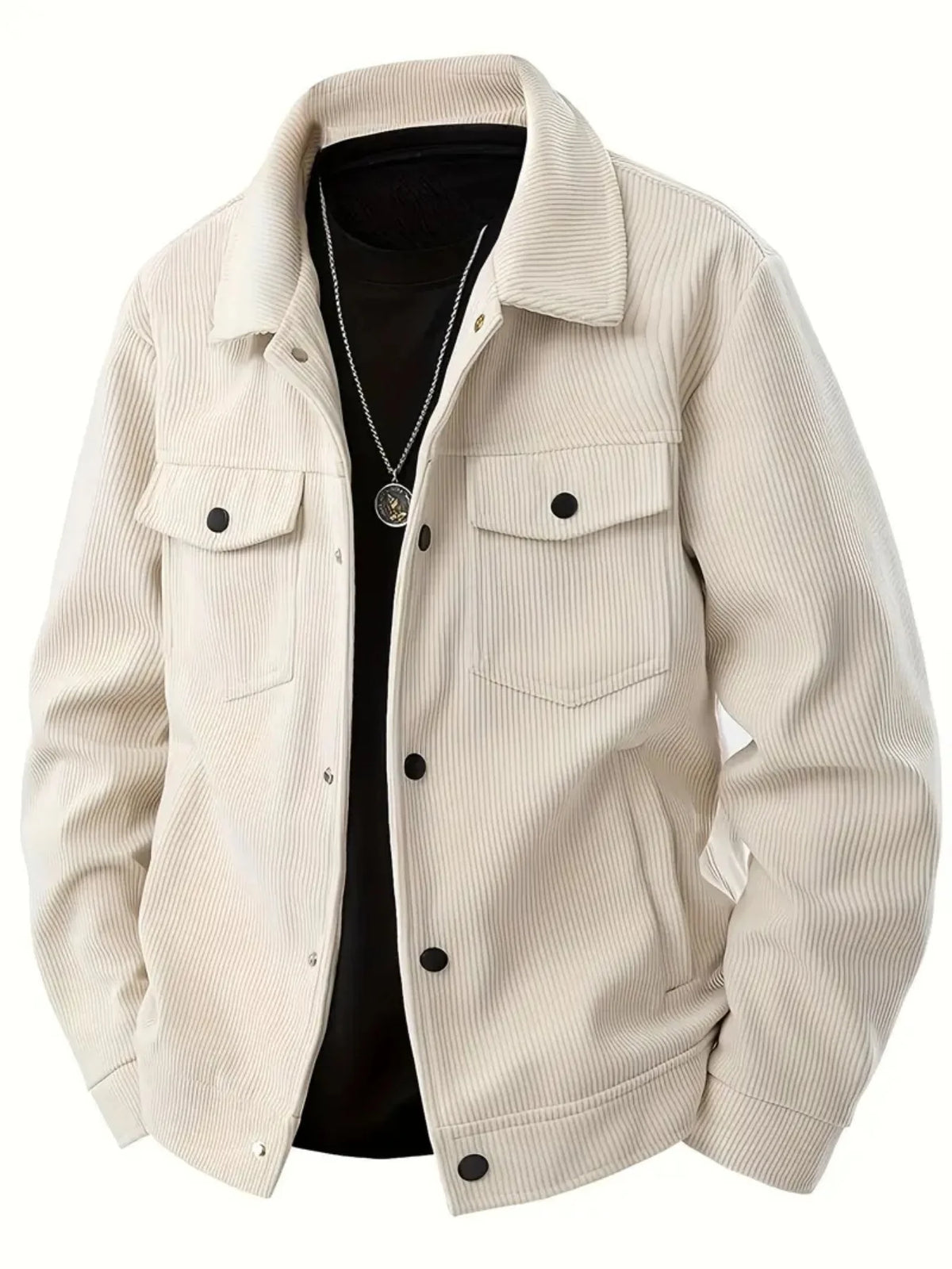 The  New Autumn Corduroy Jacket for Men with a Lapel, Trendy Japanese Style Loose Coat