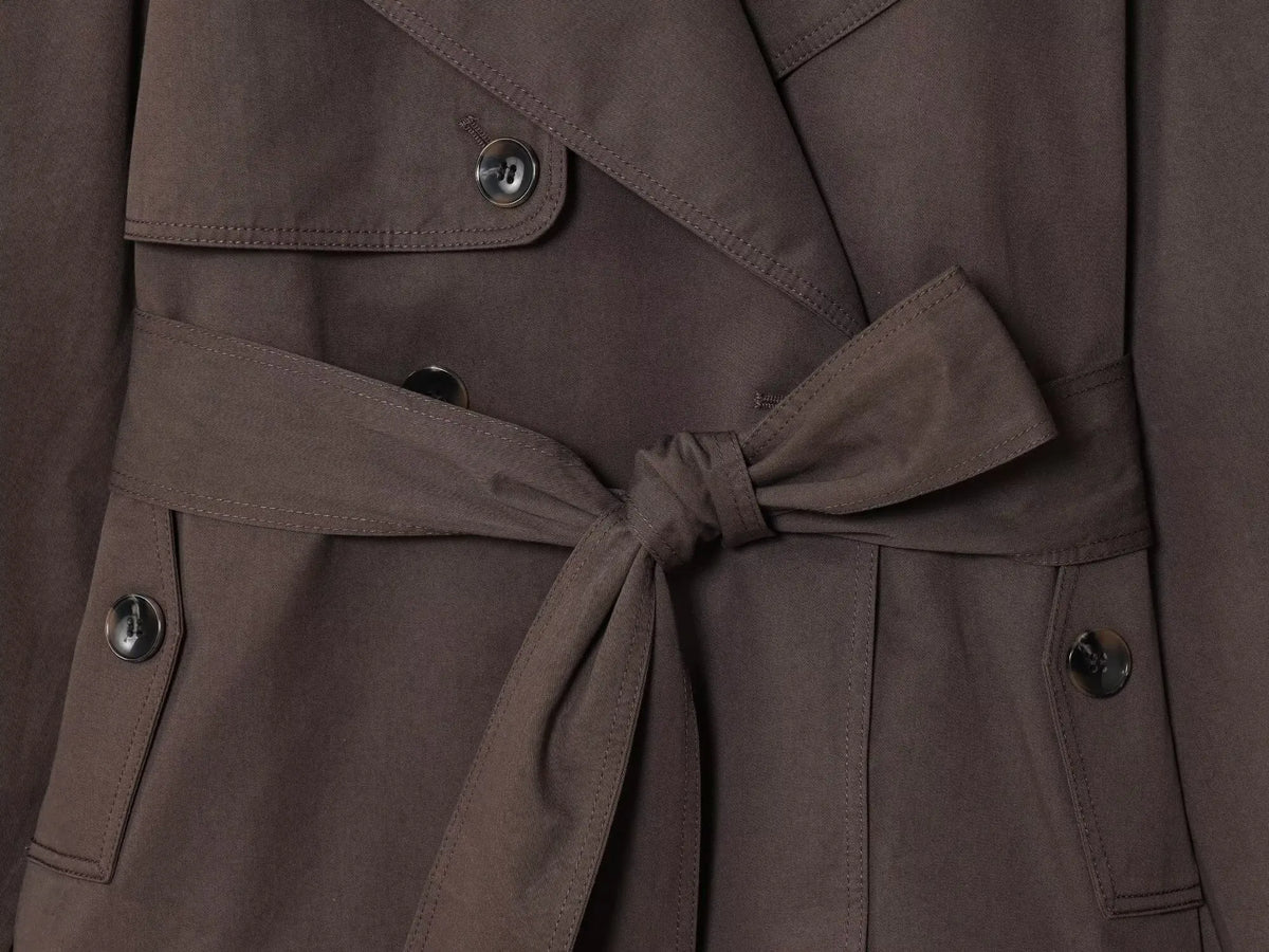ETJ Autumn  new collection  women's British style lapel double-breasted Maillard color belt casual trench coat