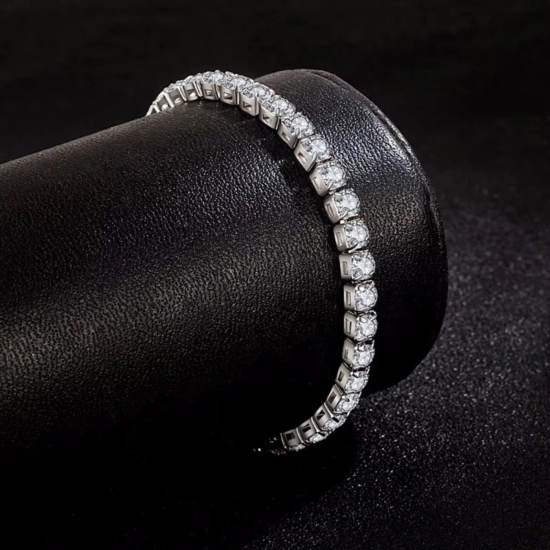 S925 Sterling Silver Bracelet Zirconia Tennis Ball Women Fashion Simple Engagement Wedding Charm Jewelry 4mm 16-20cm