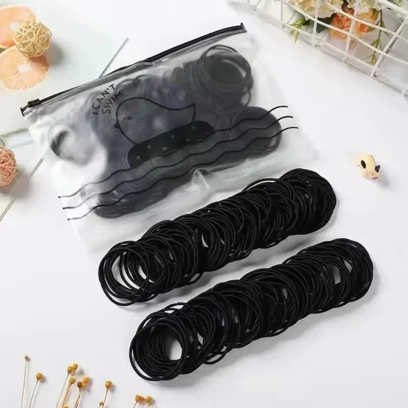 New 100PCS/Set Women 4CM Basic Nylon Elastic Hair Bands Ponytail Hair Scrunchie Rubber Bands Headband Hair Accessories Headwear