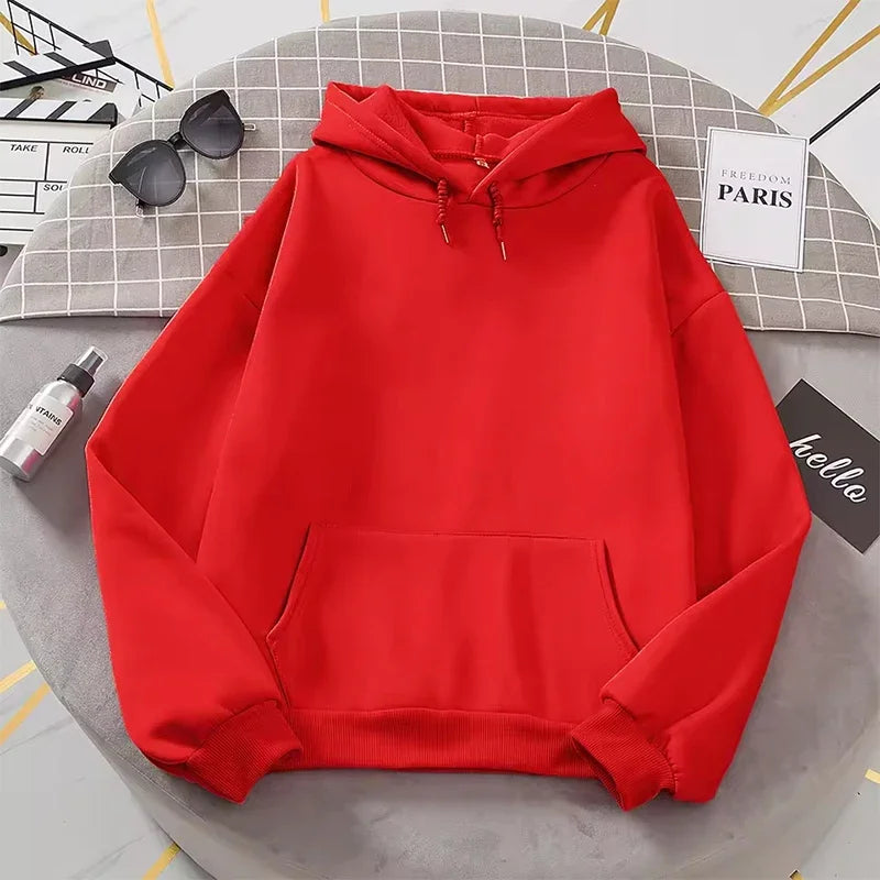 white Hoodies men women Autumn Long Sleeve Pullover Tops Casual Pocket Hoodies Unisex Outer Loose Sport Wear