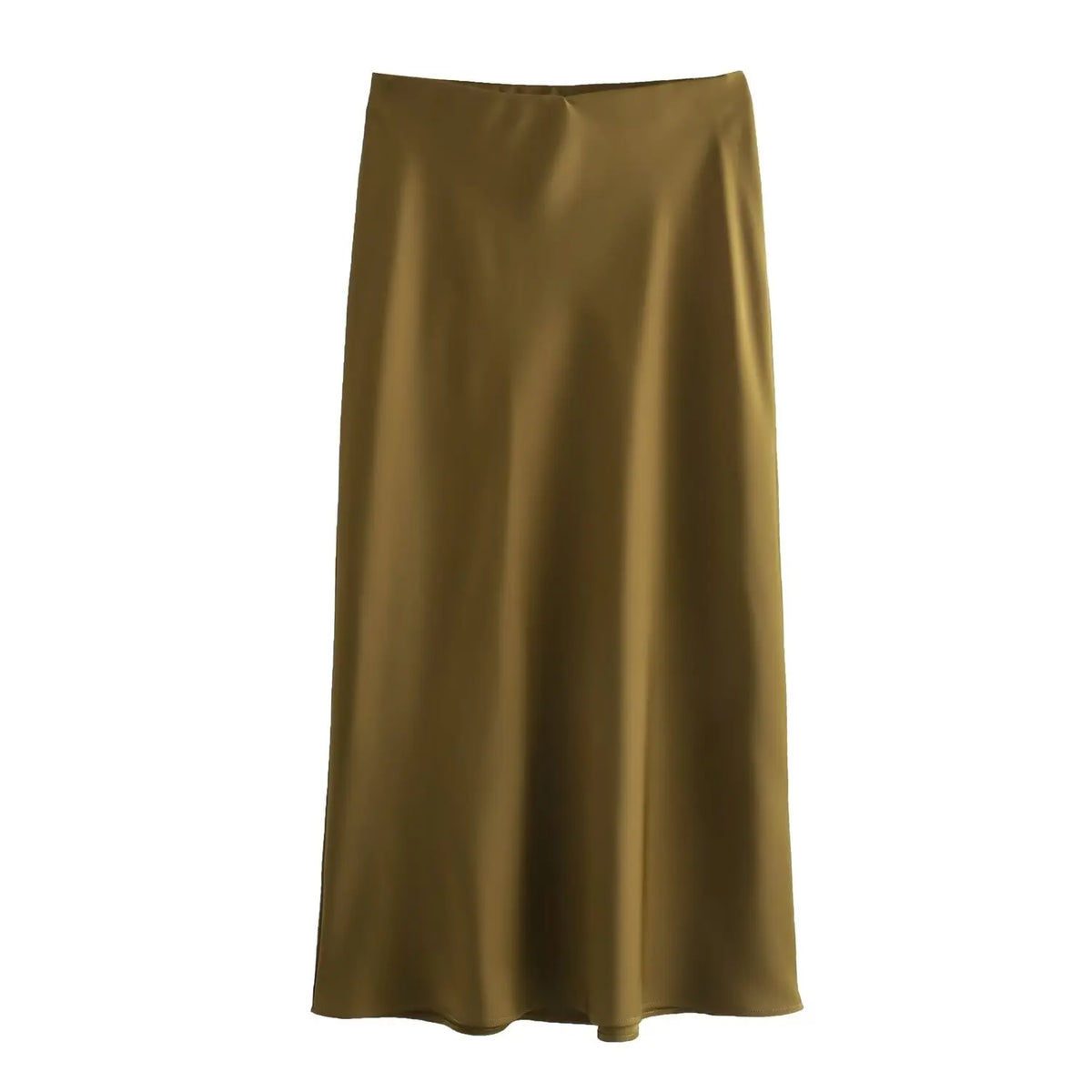 2024 New Women's European And American Style Fashion Silk Satin Texture High Waist Skirt Street Style Elegant Mid-length Skirt