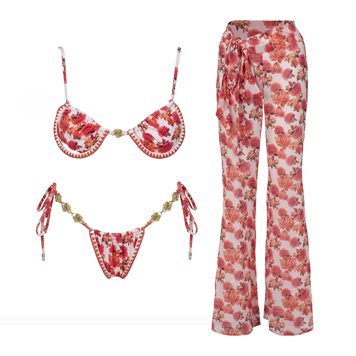 3Pcs Micro Bikini  New Swimwear Women Swimsuit Sexy Brazilian Bikini Set Printed Thong Beachwear Bathing Suit Female Biquini