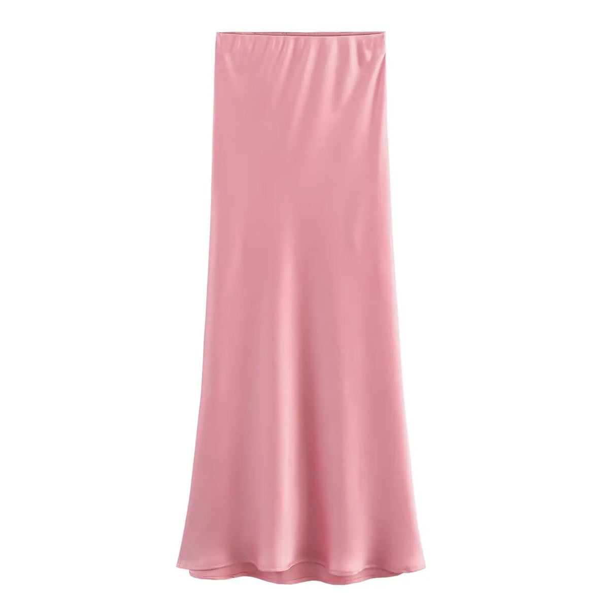 KONDALA Vintage Satin Solid Long Skirts Women High Waist Elastic Silky Skirts Fashion  Spring Elegant Straight Skirts