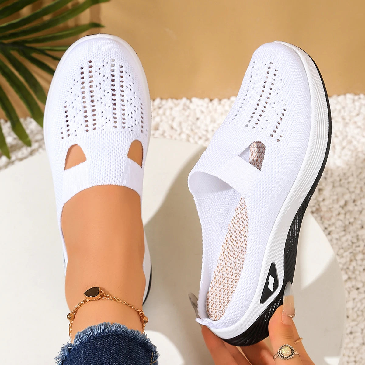 Women Shoes Convenient and Comfortable at Home, One Foot with a Vent and Half Slipper Women's Summer Shoes  Shoes
