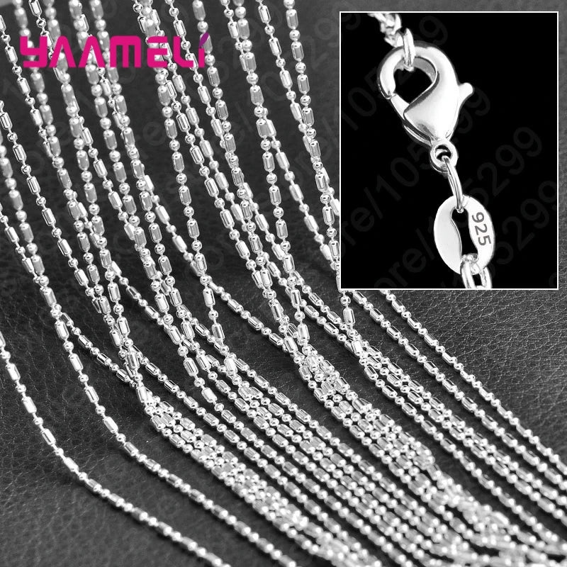 10PCS Wholesale Pure 925 Sterling Silver Charm Link Chain Necklace Jewelry with Strong Smooth Lobster Clasps 16-30 Inches