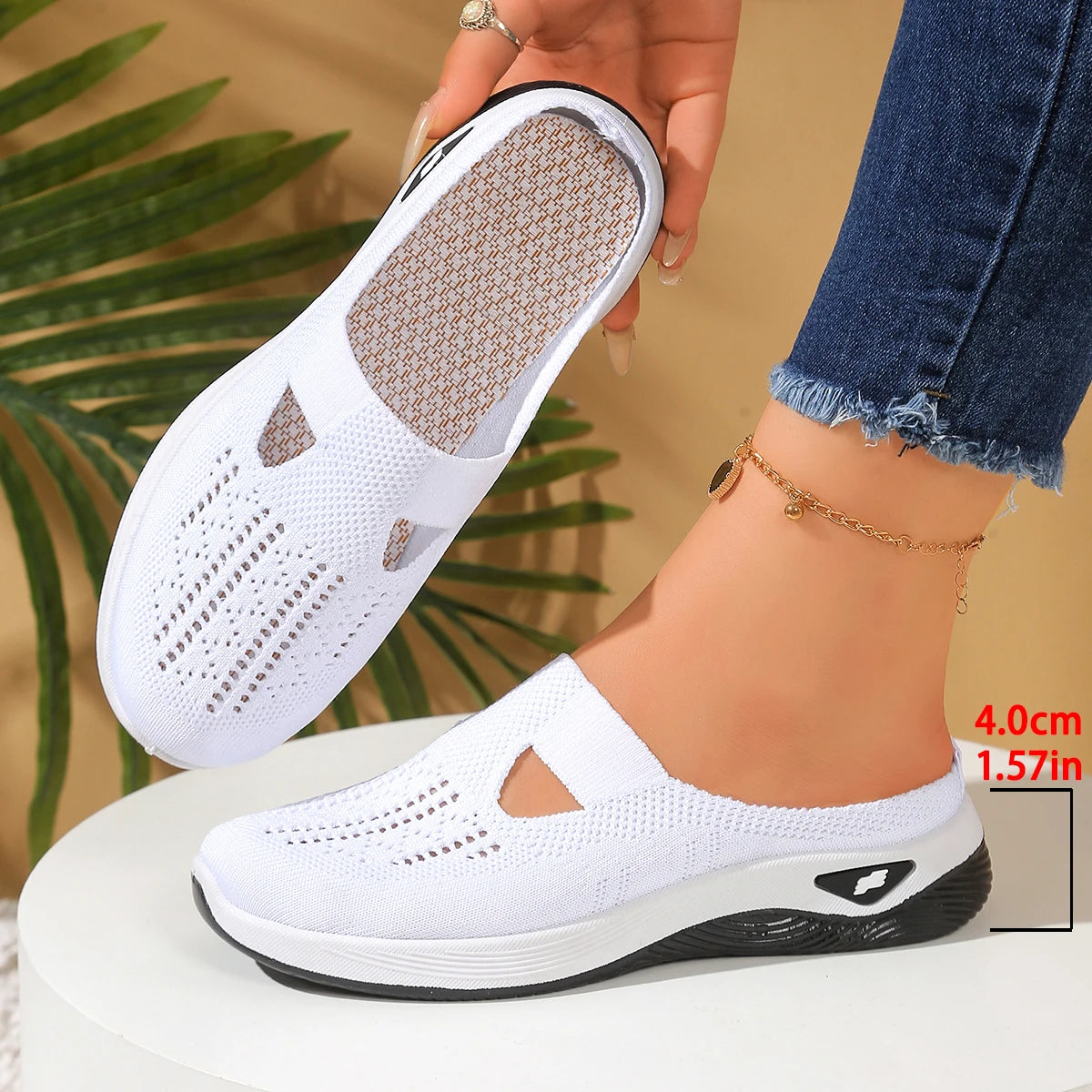 Women Shoes Convenient and Comfortable at Home, One Foot with a Vent and Half Slipper Women's Summer Shoes  Shoes