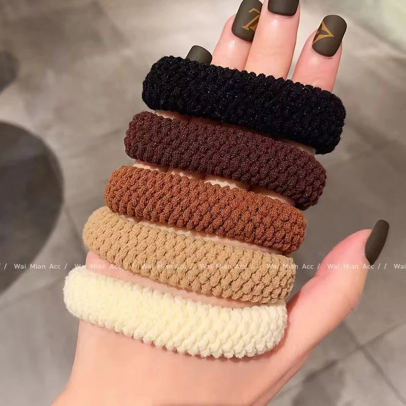 5/10 Mix Color High Elasticity Thickened Versatile Simple Scrunchies Hair-Friendly Random Color Hair Ties Hair Rope