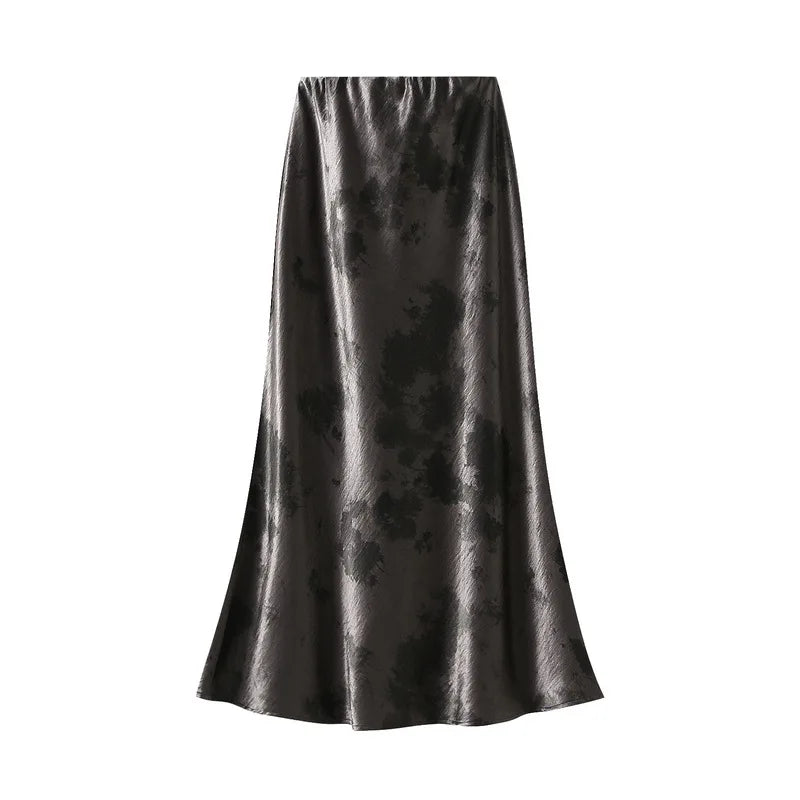 Seoulish Vintage Polka Dot Satin Mermaid Skirts for Women  New Spring Summer High Waist Casual Mid Length Women's Skirts