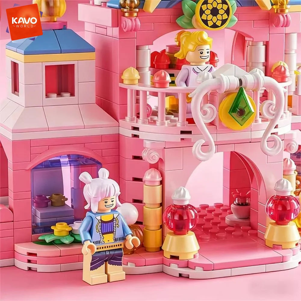 KAVOWORLD 692pcs Candy Fairy Tale Macaron Princess Castle Building Set Detachable STEM Creative Educational Toy Gifts for Girls
