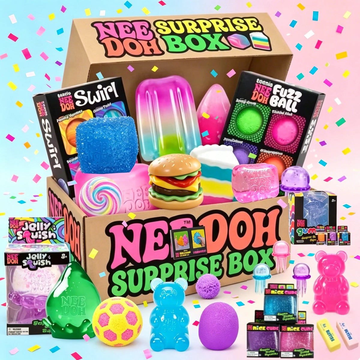 100+ Pieces NEEDOH Squishy Toy Figures Blind Box Surprise Toys Slow Rising Soft Fidget Toys Featuring Giant Gorilla Moai Head P