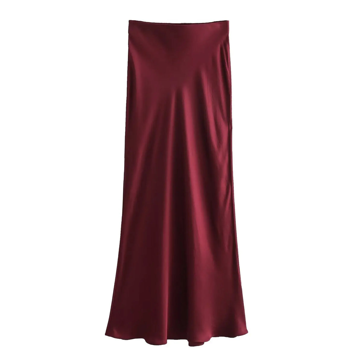 2024 New Women's European And American Style Fashion Silk Satin Texture High Waist Skirt Street Style Elegant Mid-length Skirt