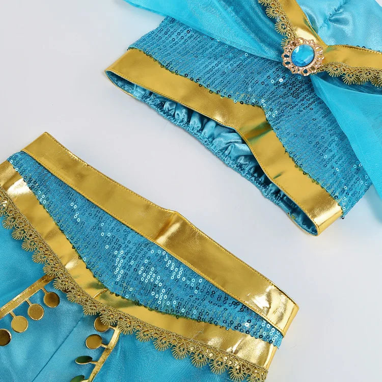 Aladding and the Magic Lamp Jasmine Fairy Costume Princess Dress up for Little Girl Fancy  Halloween Carnival Cosplay Outfit