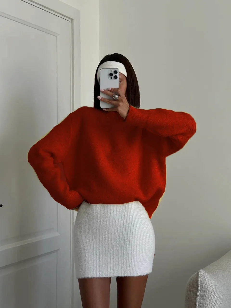 Hirsionsan Basic O Neck Basic Sleeve Sweater Women  Oversized Short Knitted Wool Pullover Female Casual Thick Warm Soft Tops