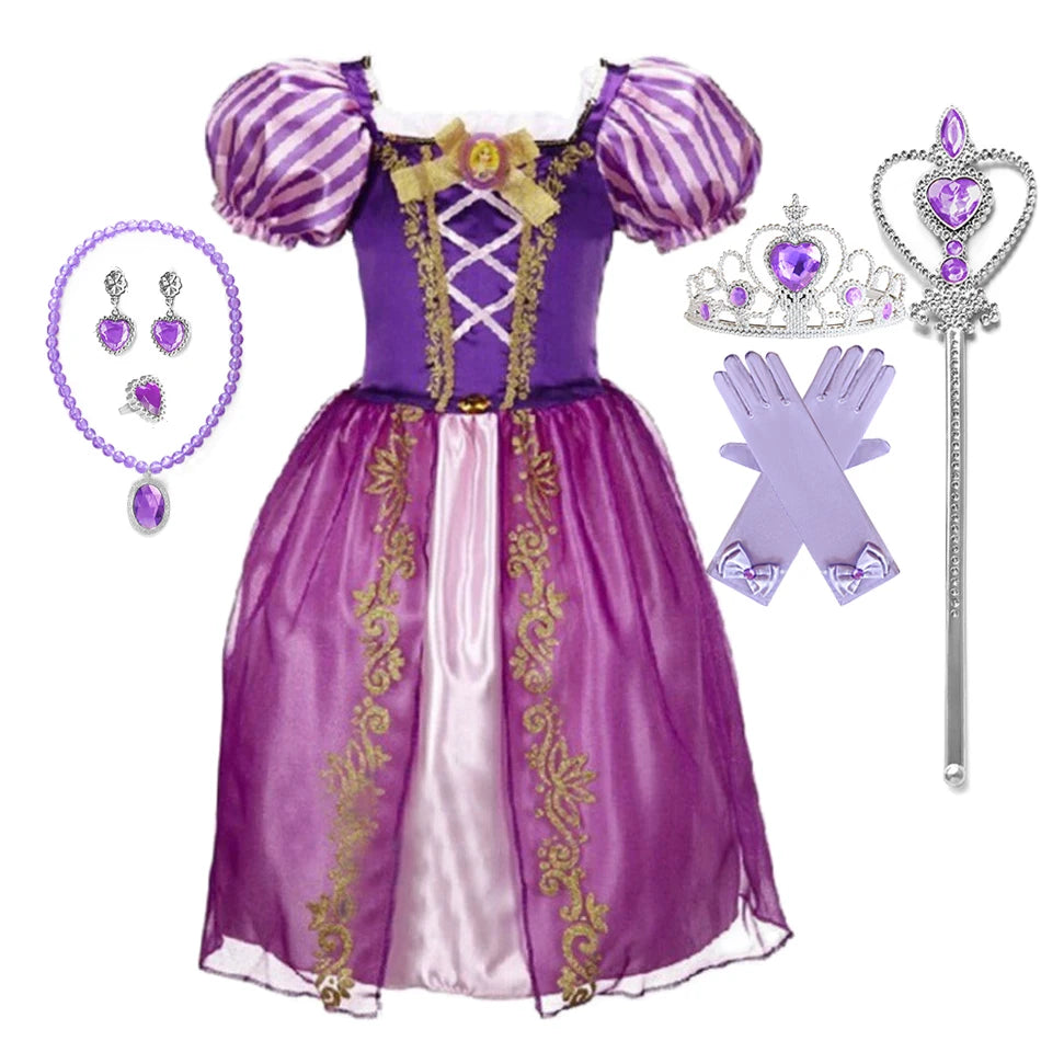 Summer Princess Costume Party Fancy Flower Vestido New  Christmas Birthday Carnival Dress Up Rapunzal Belle Disguise Frock