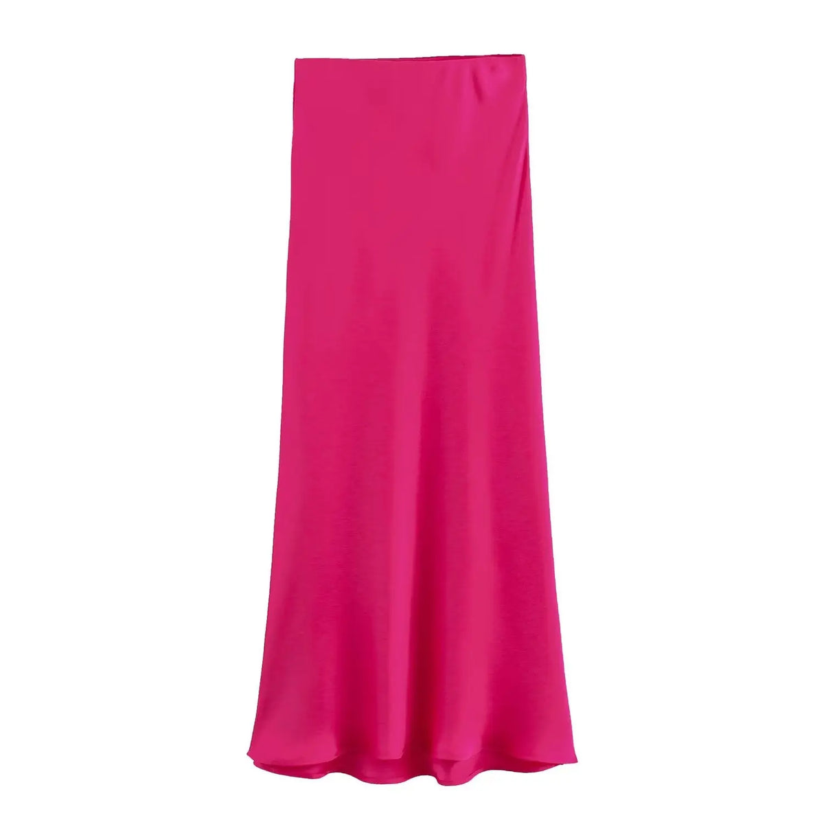 2024 New Women's European And American Style Fashion Silk Satin Texture High Waist Skirt Street Style Elegant Mid-length Skirt