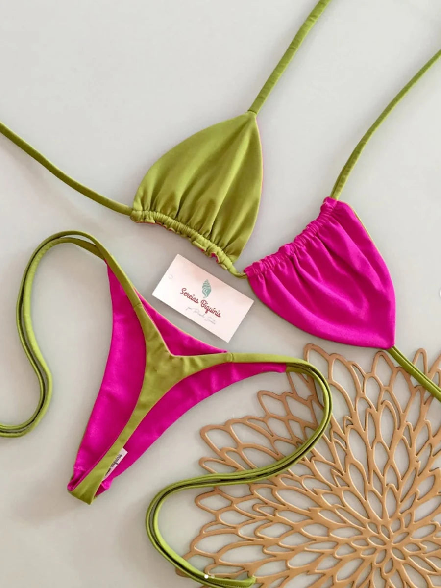 Micro Bikinis  Women Swimsuit New Sexy Swimwear Halter Bikini Set Brazilian Biquini Female Thong Beachwear Party Wear