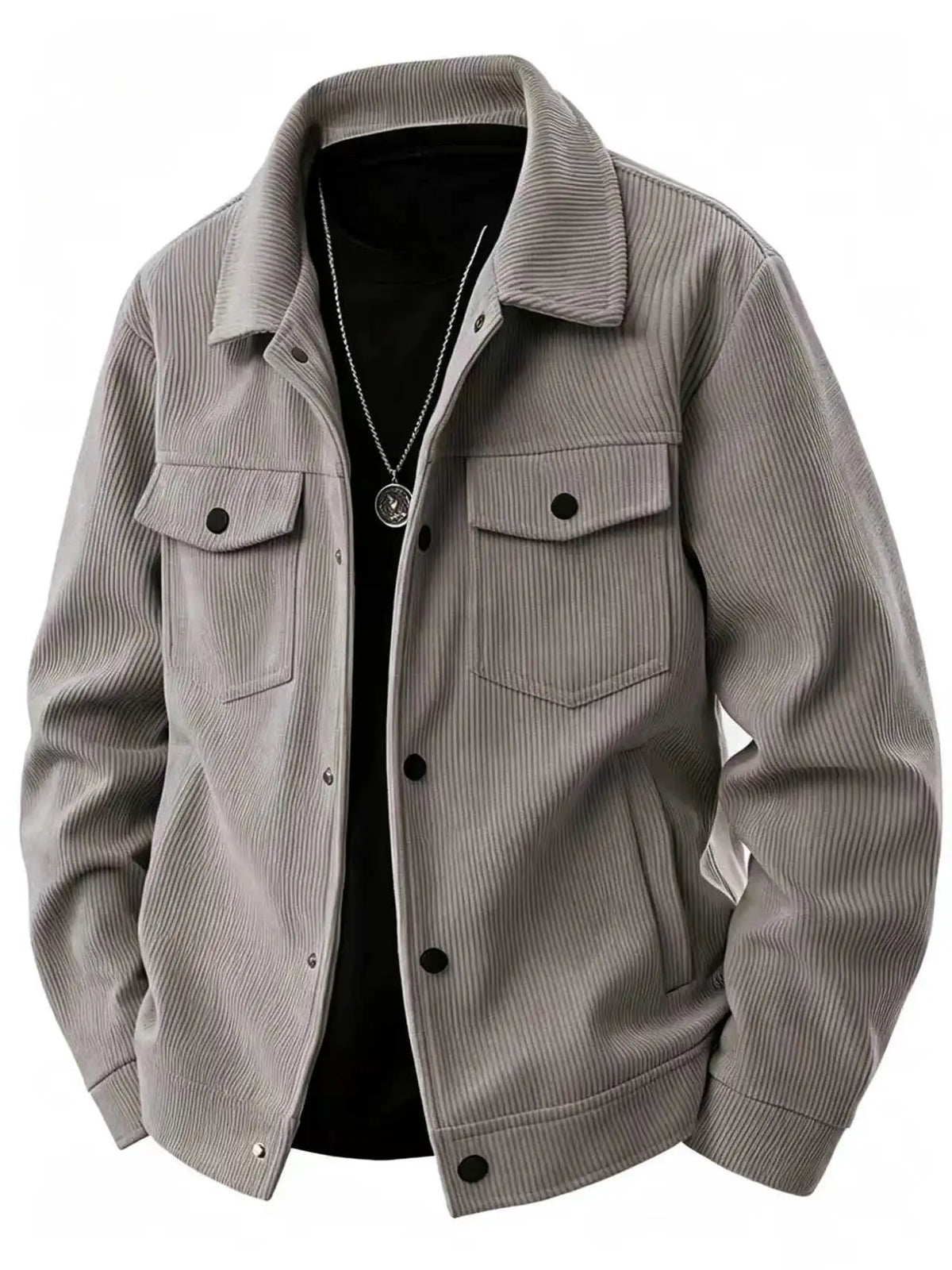 The  New Autumn Corduroy Jacket for Men with a Lapel, Trendy Japanese Style Loose Coat