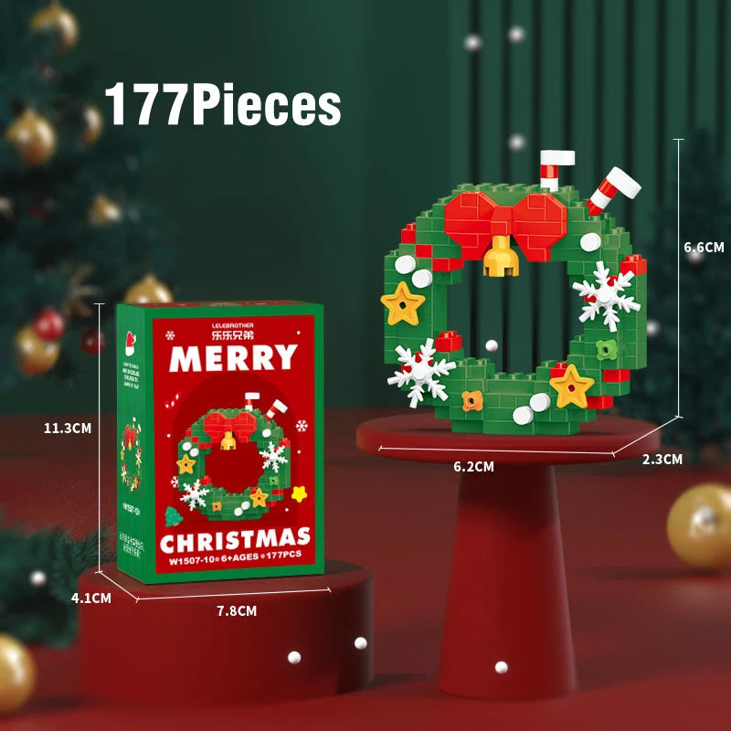 Christmas Gifts Micro Building Block Series Santa Claus Reindeer Puzzle Assembling Bricks Table Decoration Toys Children Kids